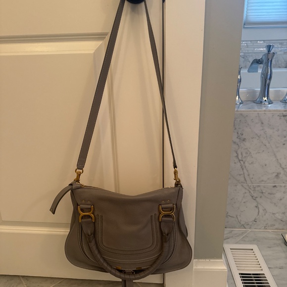 Chloe Medium Marcie Leather Satchel Handbag - Cashmere Grey - Picture 6 of 11